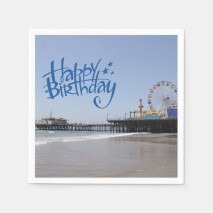 Happy Birthday Santa Monica Pier Napkin