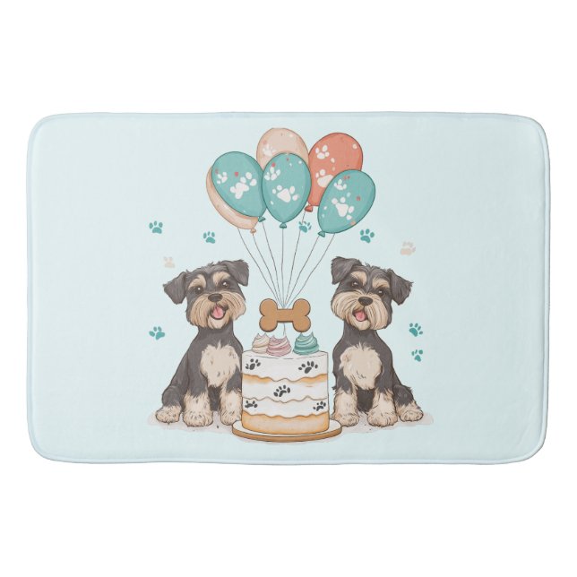 Happy Birthday Schnauzer Dogs Bath Mat (Front)