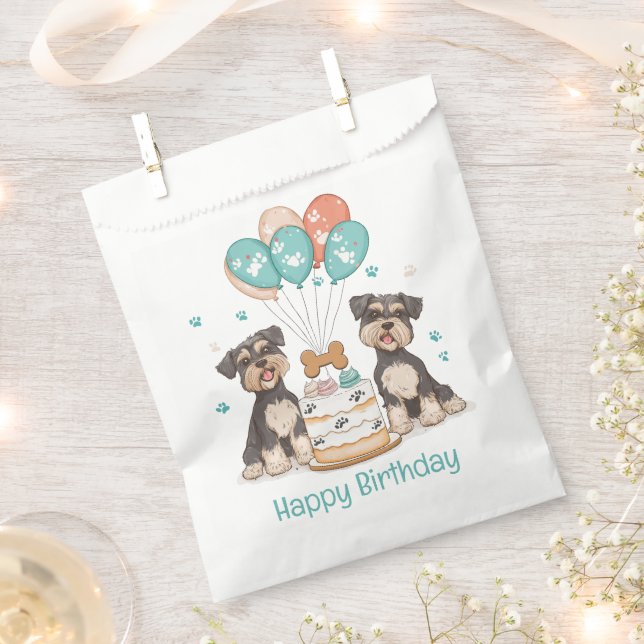 Happy Birthday Schnauzer Dogs Favour Bag (Clipped)