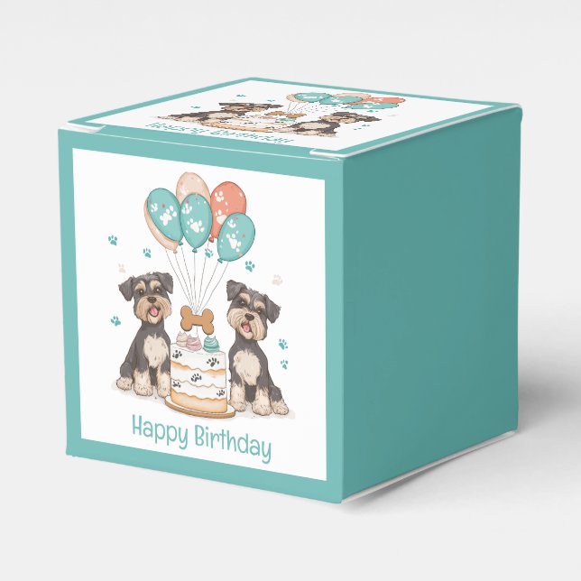 Happy Birthday Schnauzer Dogs Favour Box (Front Side)