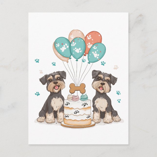 Happy Birthday Schnauzer Dogs Postcard (Front)
