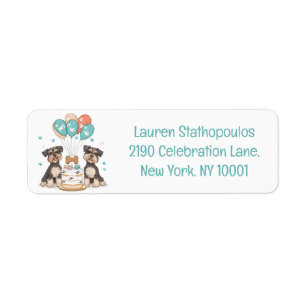 Happy Birthday Schnauzer Dogs Return Address Label