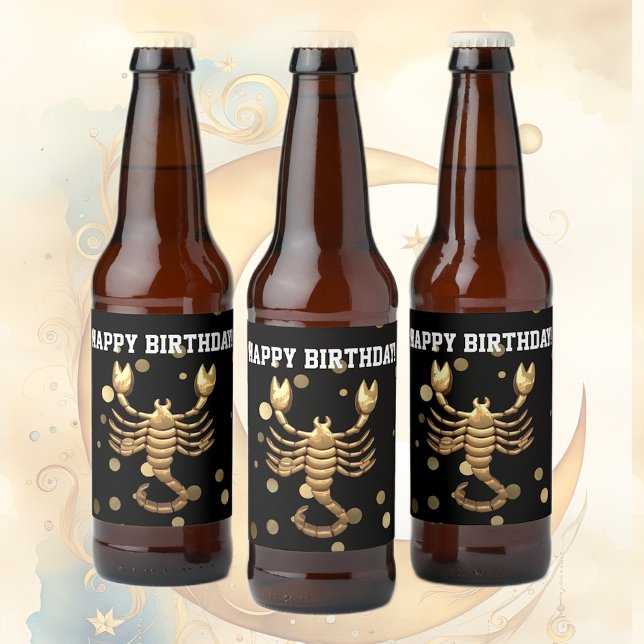 Happy Birthday Scorpio Beer Bottle Label (Creator Uploaded)