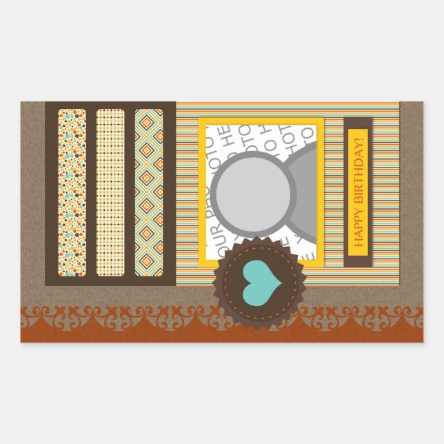 happy birthday (scrapbook) rectangular sticker (Front)