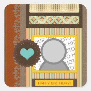 happy birthday (scrapbook) square sticker