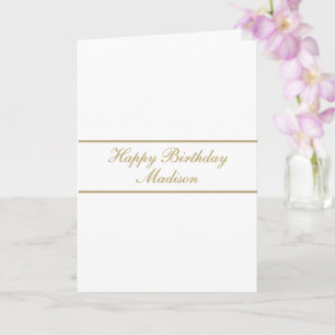 Happy Birthday Script Name White Gold Card
