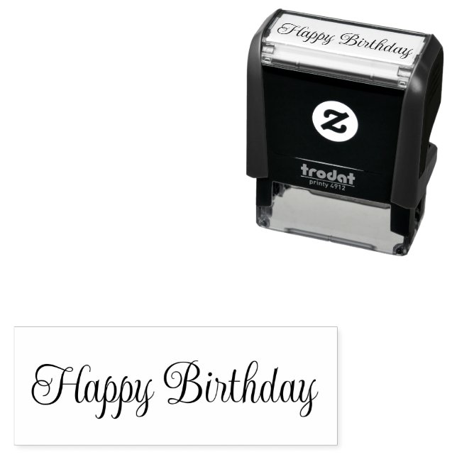 Happy Birthday Script Text Template Self-inking Stamp (In Situ)