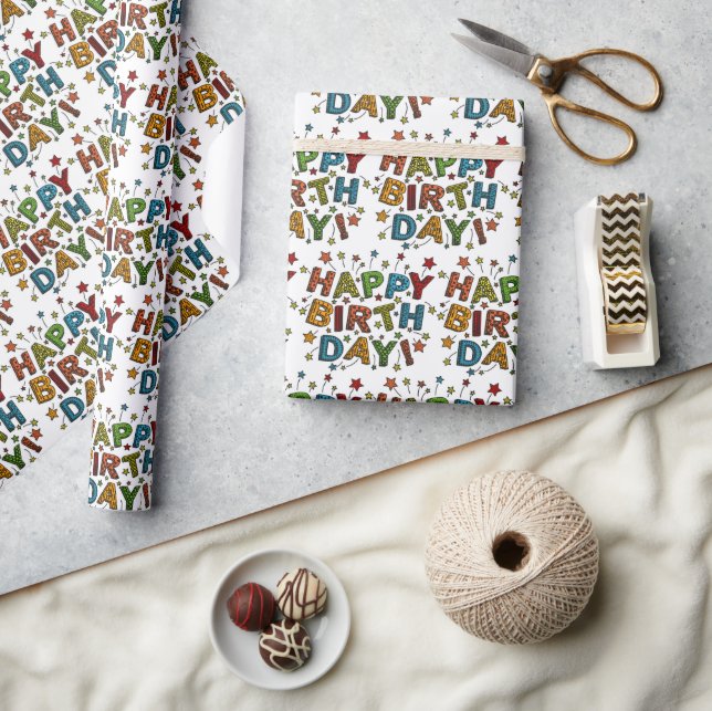 Happy Birthday Script Wrapping Paper (Crafts)