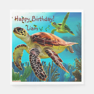 Happy Birthday Sea Turtle Napkin