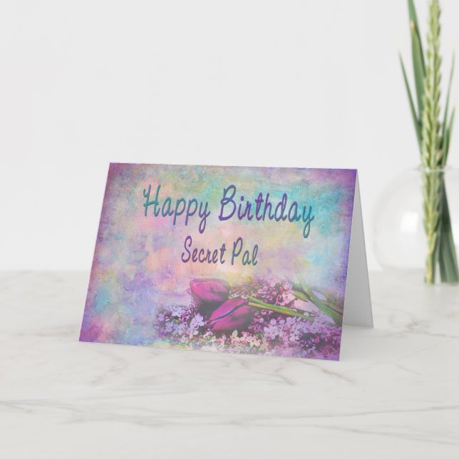 HAPPY BIRTHDAY SECRET PAL - Soft Floral Elegance Card (Front)