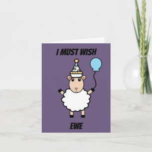 Happy Birthday Sheep Wish Ewe Funny Personalise Card