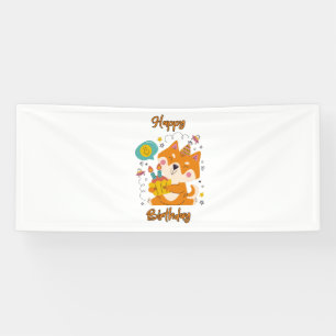 Happy Birthday Shiba Inu 2.5x6 Vinyl Banner