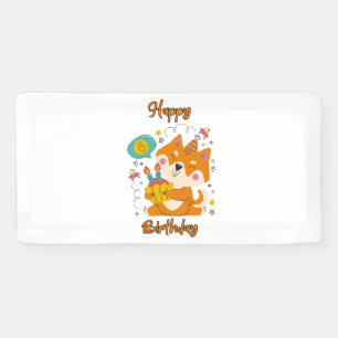 Happy Birthday Shiba Inu 2x1 Vinyl Banner