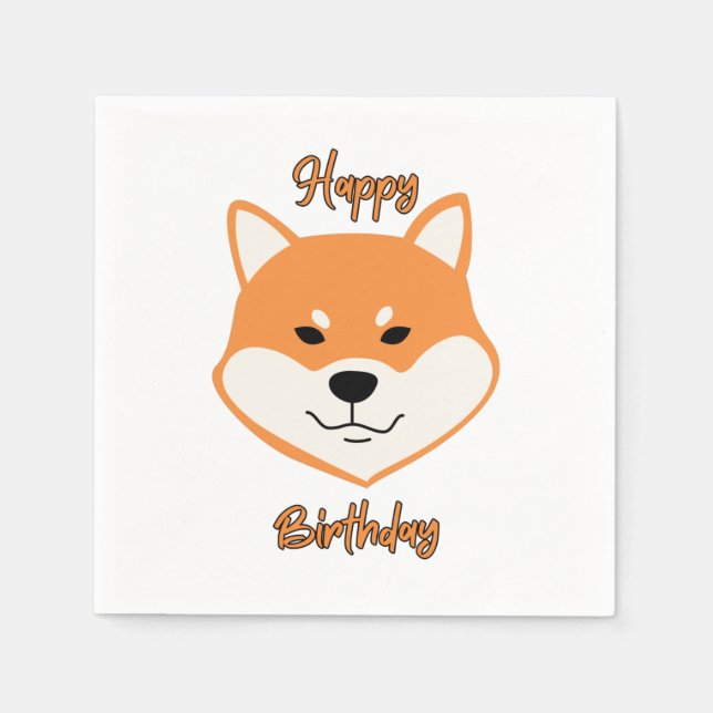 Happy Birthday Shiba Inu Original 3 Ply Napkins (Front)