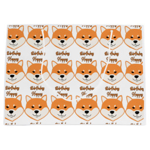 Happy Birthday Shiba Inu Original Large Gift Bag
