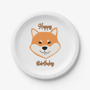 Happy Birthday Shiba Inu Original Paper Plates