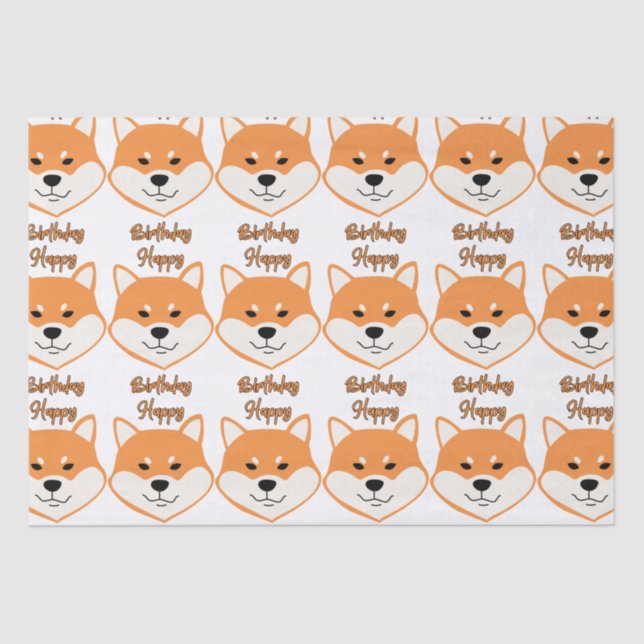 Happy Birthday Shiba Inu Original Tissue Paper (Front)