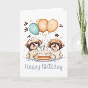Happy Birthday Shih Tzu Dogs Birthday Cake Card