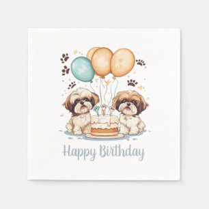 Happy Birthday Shih Tzu Dogs Birthday Cake Napkin
