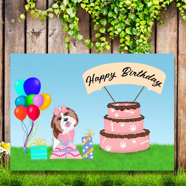 Happy Birthday Shih Tzu with Cake Card (Creator Uploaded)