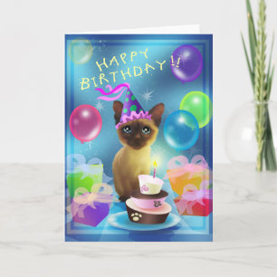 Happy Birthday Siamese Kitten Card