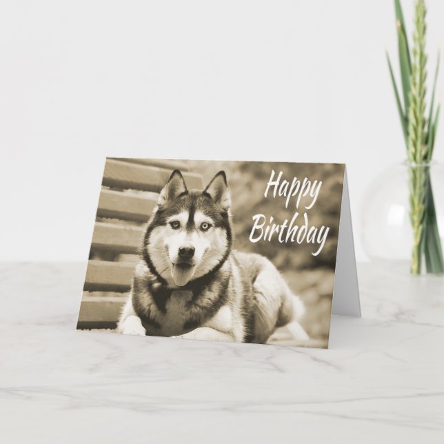 Happy Birthday Siberian Husky Puppy Dog Card (Front)