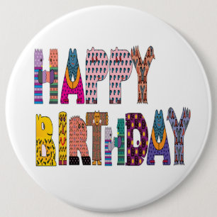 "HAPPY BIRTHDAY" SIGN 6 CM ROUND BADGE