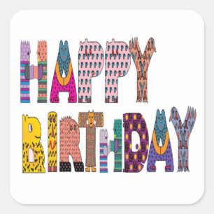 "HAPPY BIRTHDAY" SIGN SQUARE STICKER