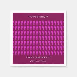 Happy Birthday, Silhouette Djembe Drum Pattern Napkin