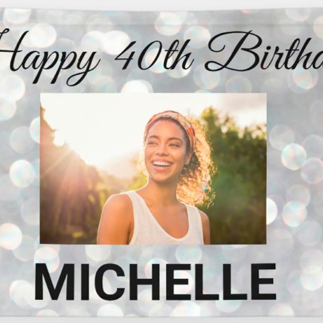 Happy Birthday Silver Photos Any Year Custom Banner (Creator Uploaded)