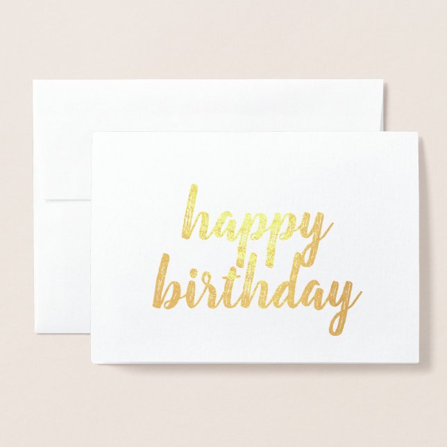 Happy birthday simple calligraphy Gold Foil Card (Front With Envelope)