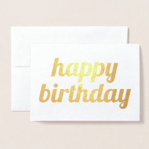 Happy birthday simple calligraphy Gold Foil Card