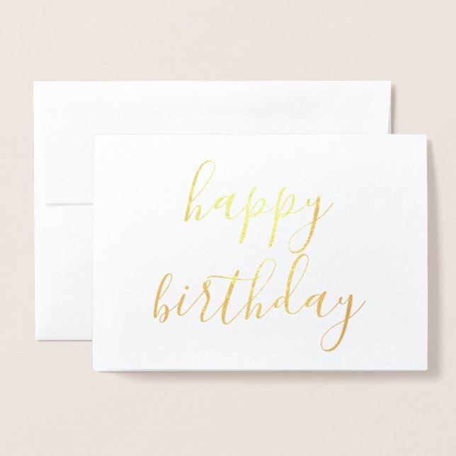 Happy birthday simple calligraphy Gold Foil Card (Front With Envelope)