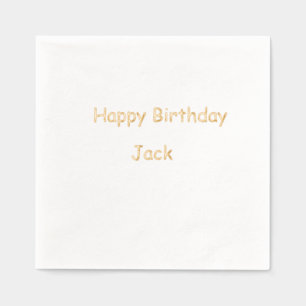 Happy birthday simple minimal add name text messag foil napkins