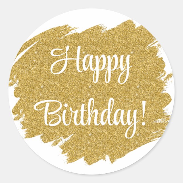 Happy Birthday Simple Minimal Classic Round Sticker (Front)