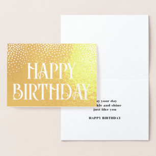Happy Birthday Simple Minimalist Glam Gold Real Foil Card