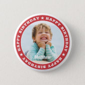 Happy Birthday Simple Modern Custom Photo 6 Cm Round Badge (Front)
