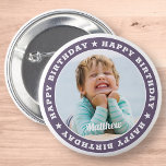 Happy Birthday Simple Modern Custom Photo 6 Cm Round Badge<br><div class="desc">This simple and modern design is composed of serif typography and add a custom photo.</div>