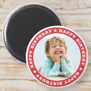 Happy Birthday Simple Modern Custom Photo Magnet