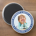 Happy Birthday Simple Modern Custom Photo Magnet<br><div class="desc">This simple and modern design is composed of serif typography and add a custom photo.</div>