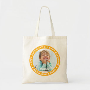 Happy Birthday Simple Modern Custom Photo Tote Bag