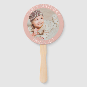 Happy Birthday simple photo modern celebration Hand Fan