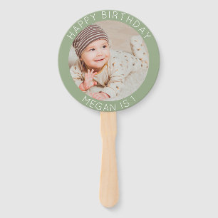 Happy Birthday simple photo modern celebration Hand Fan