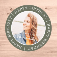 Happy Birthday Simple Preppy Modern Custom Photo