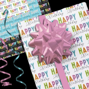 Happy Birthday Simple Typography  Wrapping Paper Sheet