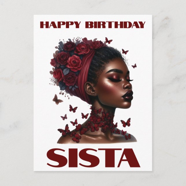 Happy Birthday Sista Black Girl Magic Melanin Love Postcard (Front)