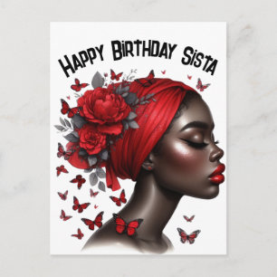 Happy Birthday Sista black girl magic melanin quee Holiday Postcard