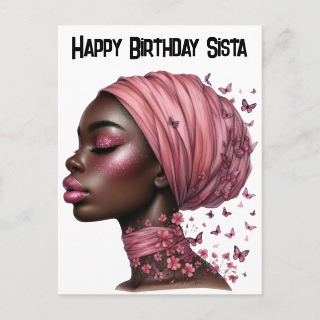 Happy Birthday Sista black girl magic melanin quee Holiday Postcard (Front)