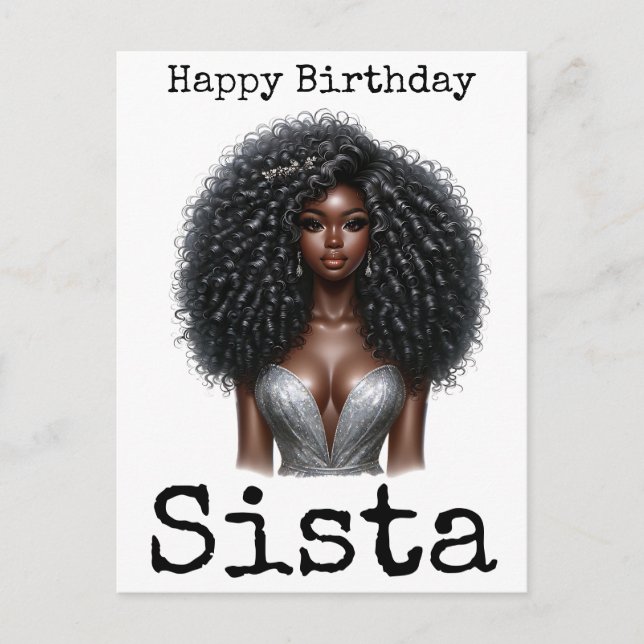 Happy Birthday Sista Melanin Woman Black Women Sis Holiday Postcard (Front)