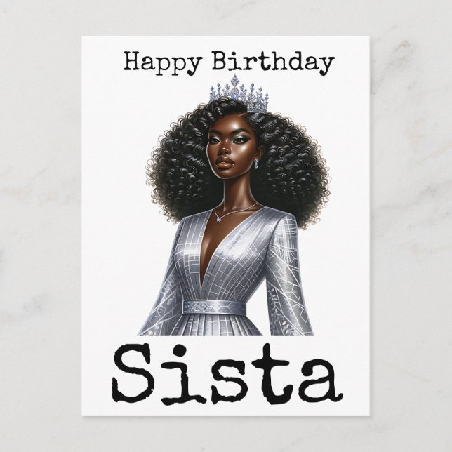 Happy Birthday Sista Melanin Woman Black Women Sis Holiday Postcard (Front)